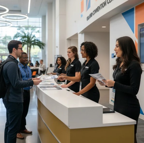 Anfitrionas de registro y acreditacion de ingreso en Lima